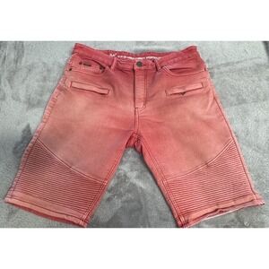 Men W38 V19-69 Italia Moto Biker Shorts Coral Pink Ribbed Knee Milano Italy